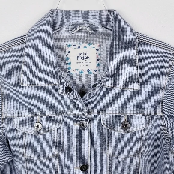Mini Boden Blue & White Striped Jacket - Picture 4 of 9